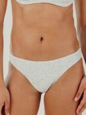 NWT Womens Minnow (Item-22) Blue Hibiscus Ditsy Low Waistband Bikini Bottom S